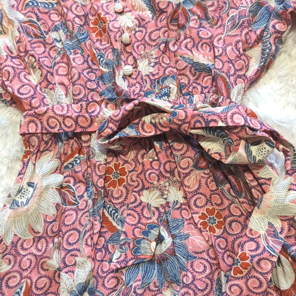 NWT Loft Pink Floral Cinched Waist Dahlia Dolman Sleeve Pocket Dress Size XS - Picture 6 of 14